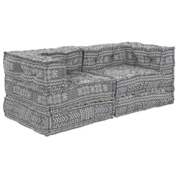 ARDEBO.de - 2-Sitzer Modularer Pouffe Sofa Umwandelbar Hellgrau Stoff