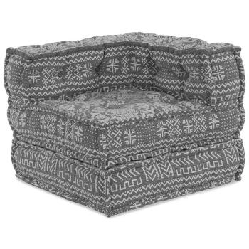 2-Sitzer Modularer Pouffe Sofa Umwandelbar Hellgrau Stoff