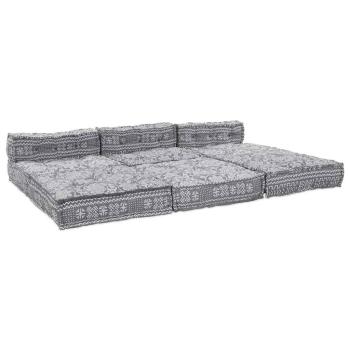 4-Sitzer Modularer Pouf Sofa Umwandelbar in Hellgrau