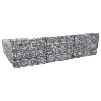 4-Sitzer Modularer Pouf Sofa Umwandelbar in Hellgrau