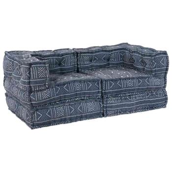 ARDEBO.de - 2-Sitzer Modul Pouffe Sofa Umwandelbar Indigo Stoff