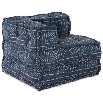 2-Sitzer Modul Pouffe Sofa Umwandelbar Indigo Stoff