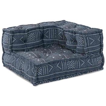 2-Sitzer Modul Pouffe Sofa Umwandelbar Indigo Stoff