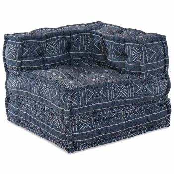 2-Sitzer Modul Pouffe Sofa Umwandelbar Indigo Stoff