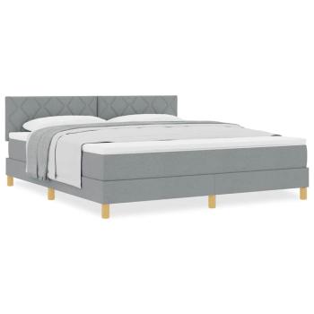 Boxspringbett mit Matratze Hellgrau 180x200 cm Stoff