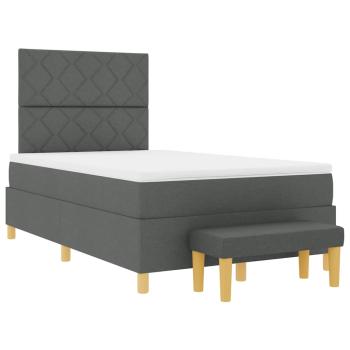 Boxspringbett mit Matratze & Bank Dunkelgrau 120x190 cm Stoff
