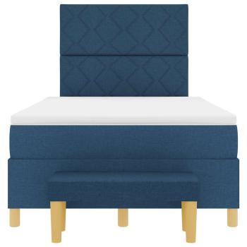 Boxspringbett mit Matratze & Bank Blau 120x190 cm Stoff