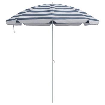 Strandparasol mit Metallstange Blau & Weiß 161x193 cm Polyester