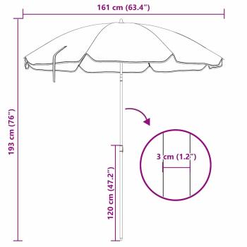 Strandparasol mit Metallstange Blau & Weiß 161x193 cm Polyester