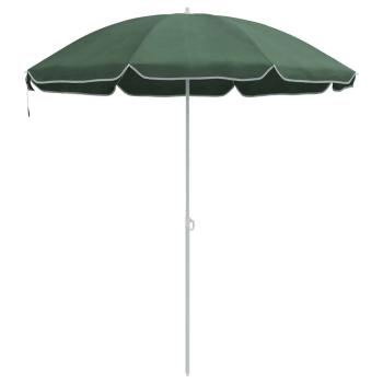 Strand-Schirm mit Metallstange Grün 161x193 cm Polyester