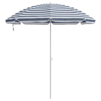 Strandparasol mit Aluminiumgestell Blau & Weiß 300 cm