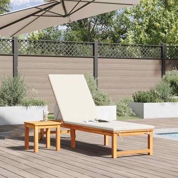 Sonnenliege mit Tisch aus massivem Akazienholz