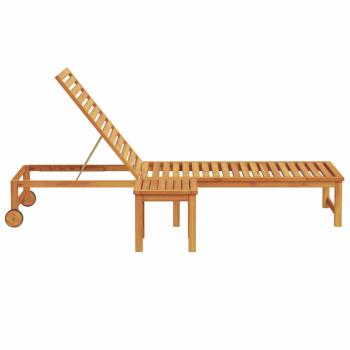 Sonnenliege mit Tisch aus massivem Akazienholz