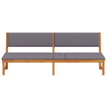 Sonnenliege Grau mit natürlichem Holz Solides Holz mit Stoffkissen