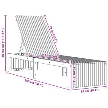 Faltbare Sonnenliege Naturholz Massivholz Standard
