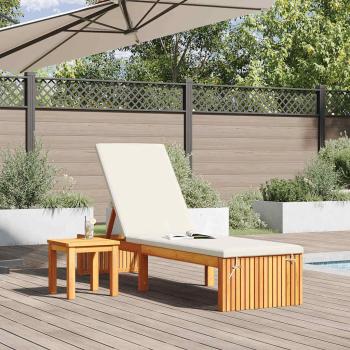 Gepolsterte Sonnenliege Hellbraun und Creme Massivholz und Polyester