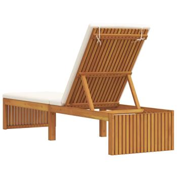 Gepolsterte Sonnenliege Hellbraun und Creme Massivholz und Polyester