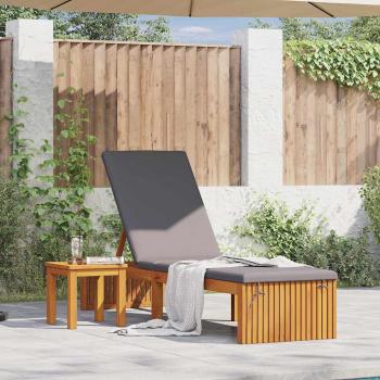 ARDEBO.de - Sonnenliege mit Kissen Grau, Braun Massivholz, Polyesterkissen