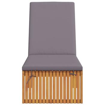 Sonnenliege mit Kissen Grau, Braun Massivholz, Polyesterkissen