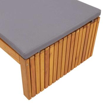 Sonnenliege mit Kissen Grau, Braun Massivholz, Polyesterkissen