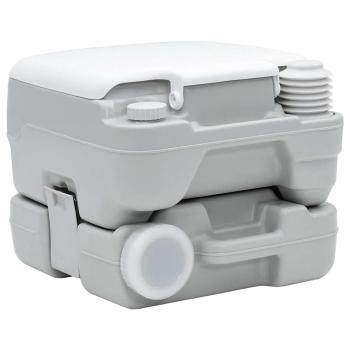 Tragbare Toilette in Grau und Weiß aus Kunststoff, 10 L