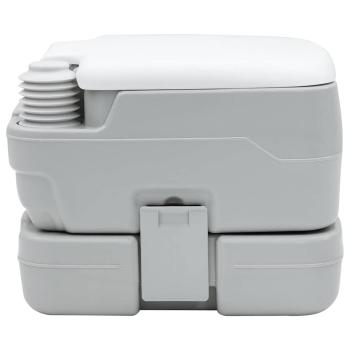 Tragbare Toilette in Grau und Weiß aus Kunststoff, 10 L