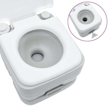 Tragbare Toilette in Grau und Weiß aus Kunststoff, 10 L
