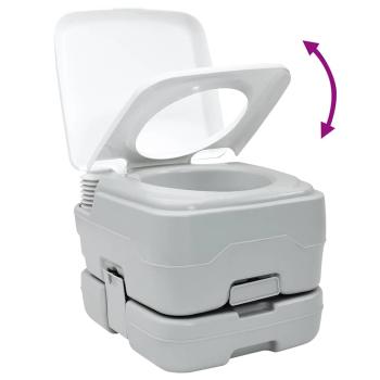 Tragbare Toilette in Grau und Weiß aus Kunststoff, 10 L