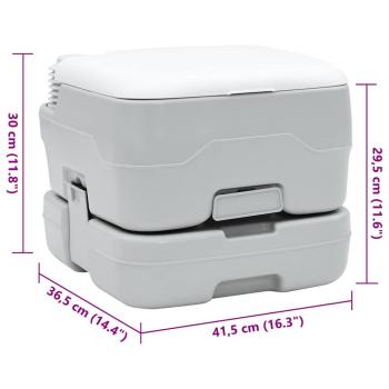 Tragbare Toilette in Grau und Weiß aus Kunststoff, 10 L