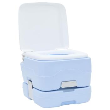 tragbare Toilette in Lichtblau & Weiß aus Kunststoff, 10 L