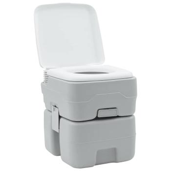 Tragbare Toilette in Grau & Weiß aus Kunststoff - 20 L
