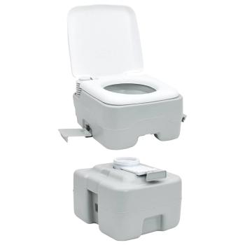 Tragbare Toilette in Grau & Weiß aus Kunststoff - 20 L