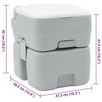 Tragbare Toilette in Grau & Weiß aus Kunststoff - 20 L