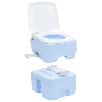 Portable Toilette Blau & Weiß aus Kunststoff 20 L