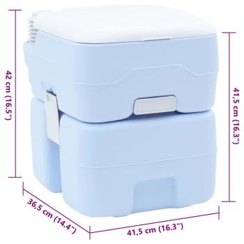 Portable Toilette Blau & Weiß aus Kunststoff 20 L