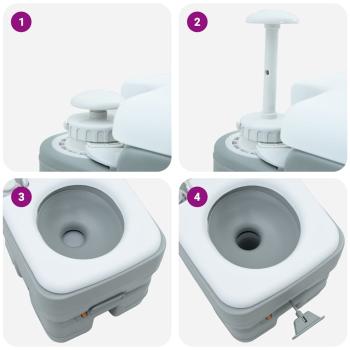 Campingtoilette Tragbar Grau 10L Frischwasser 20L Abwassertank