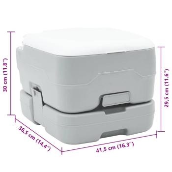Tragbare Camping-Toilette Grau mit 10L Frischwassertank und 10L Abwassertank