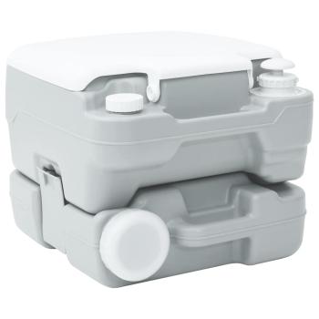 Tragbare Camping-Toilette Grau mit 10L Frischwassertank und 10L Abwassertank