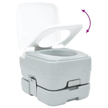 Tragbare Camping-Toilette Grau mit 10L Frischwassertank und 10L Abwassertank