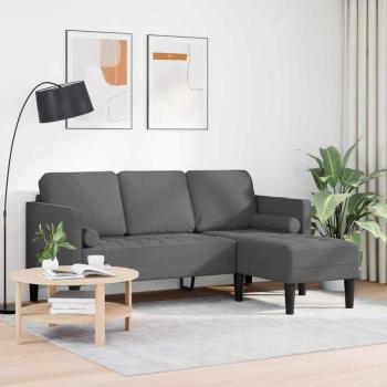 3-Sitzer L-förmiges Sofa Dunkelgrau 160 cm Stoff