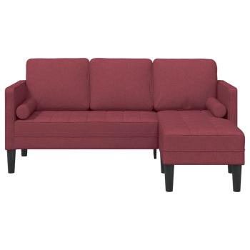 3-Sitzer L-förmiges Sofa Weinrot 160 cm Stoff