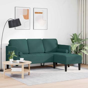 3-Sitzer Sofa L-Form Dunkelgrün 160 cm Stoff