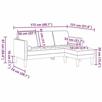 3-Sitzer Sofa L-Form Dunkelgrün 160 cm Stoff
