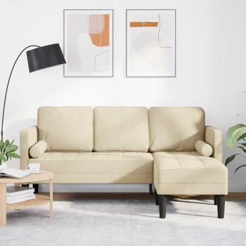 ARDEBO.de - 3-Sitzer L-förmiges Sofa Creme 160 cm Stoff