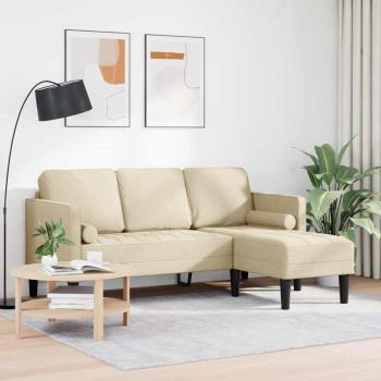 3-Sitzer L-förmiges Sofa Creme 160 cm Stoff