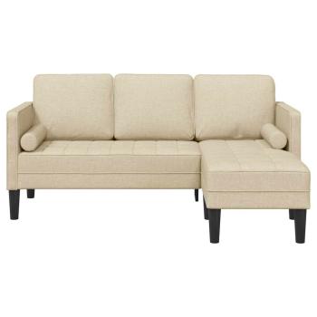 3-Sitzer L-förmiges Sofa Creme 160 cm Stoff