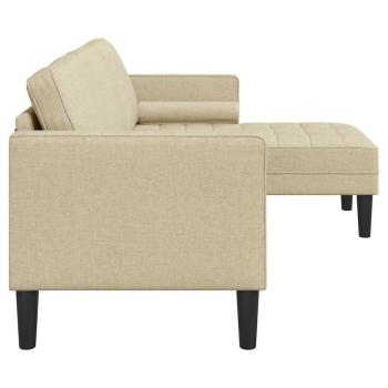 3-Sitzer L-förmiges Sofa Creme 160 cm Stoff