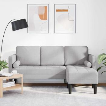 ARDEBO.de - 3-Sitzer L-förmiges Sofa Wolken Grau 160 cm Stoff