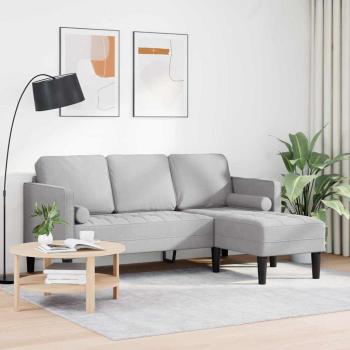 3-Sitzer L-förmiges Sofa Wolken Grau 160 cm Stoff
