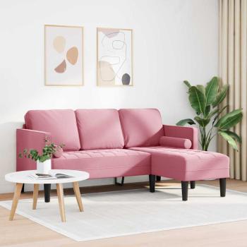 Staubiges Rosa Polyesterstoff mit Schaumstoff und Holzbeinen Groß
